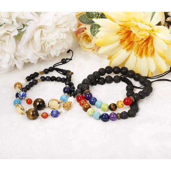 10 Pieces Lava Rock Chakra Bracelets Stress Relief Yoga Beads Aromatherapy Essential Oil Diffuser Elastic Bracelets For Women Men 10 Pieces Lava Rock Chakra Bracelets Stress Relief Yoga Beads Aromatherapy Essential Oil Diffuser Elastic Bracelets For Women Men
